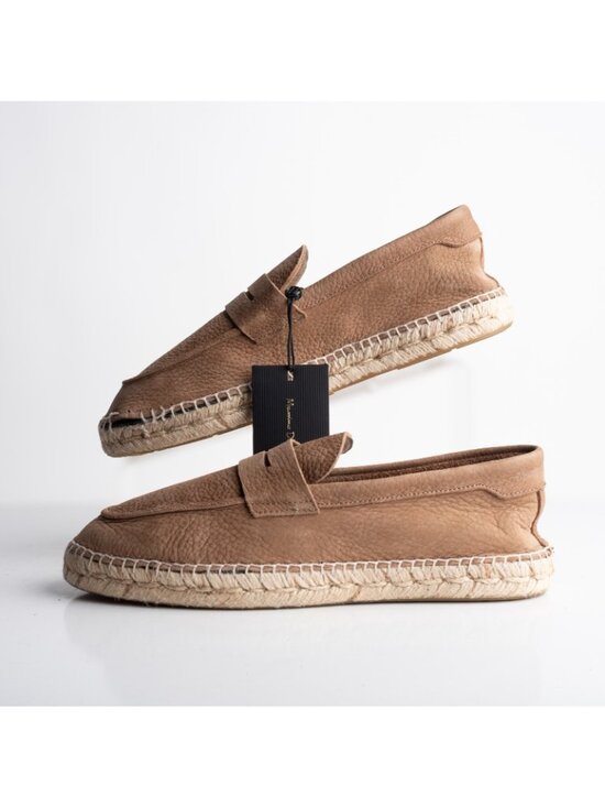 Massimo Dutti Mens Leather Espadrille Loafers Brown Sz US 9 EU 42 NWD defect main image 8